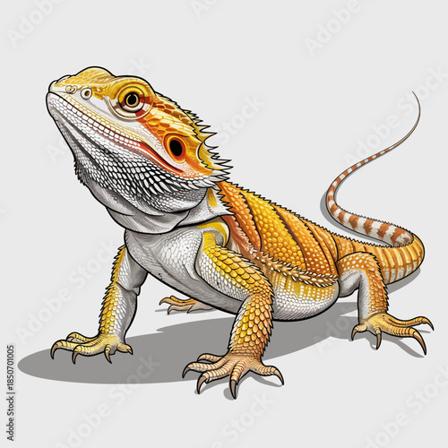 A beautifully detailed illustration of a bearded dragon lizard showcases its vibrant colors and distinctive features, highlighting the beauty of reptiles in nature.