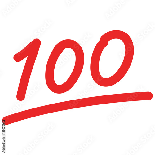 青で描かれた手書きの100点マーク 学習成果や前進を表現 達成や成功、喜びの感情を象徴