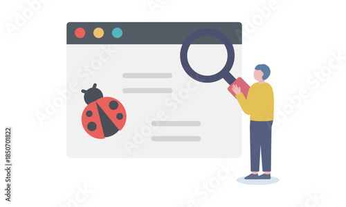 QAエンジニアのイラスト – ソフトウェア品質管理とテスト工程