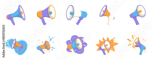 Set of Colorful megaphone icons