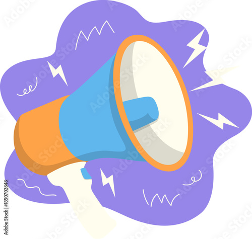 Cartoon Megaphone With Sound Waves