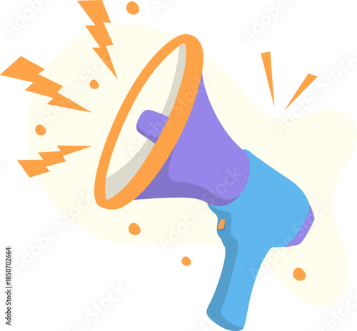 Colorful megaphone making loud announcement