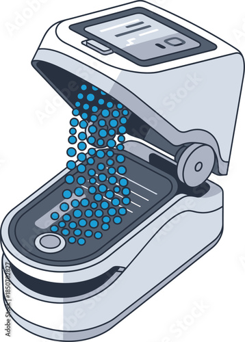 Digital scale with blue beads isolated on transparent background