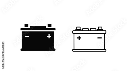 Two car battery icons one filled one outlined showing positive and negative terminals