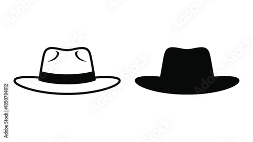 Two distinct hats a light and a dark fedora are displayed