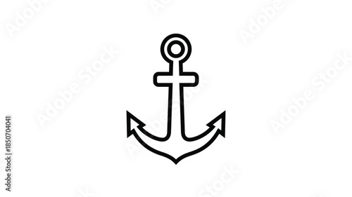 Simple black and white illustration of a classic maritime anchor symbol