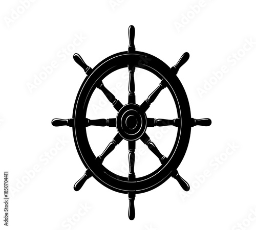 A detailed depiction of a classic ship s wheel isolated on a pristine white background showcasing nautical elements
