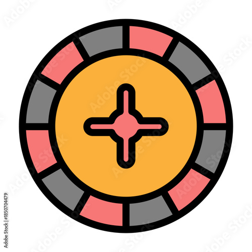 Roulette Wheel Vector Filled Icon Design