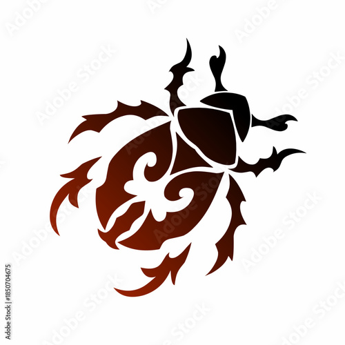 Stylized Tribal Stag Beetle Illustration Detailed Horned Beetle Design