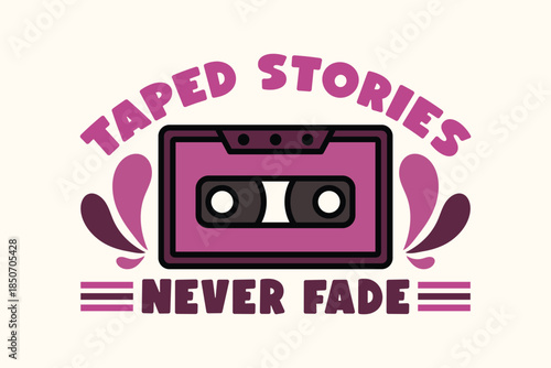 Vintage Cassette Tape Nostalgic Music Design Illustration