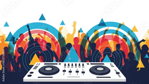 Energetic DJ Performance with Large Crowd at Vibrant Nightclub Event.