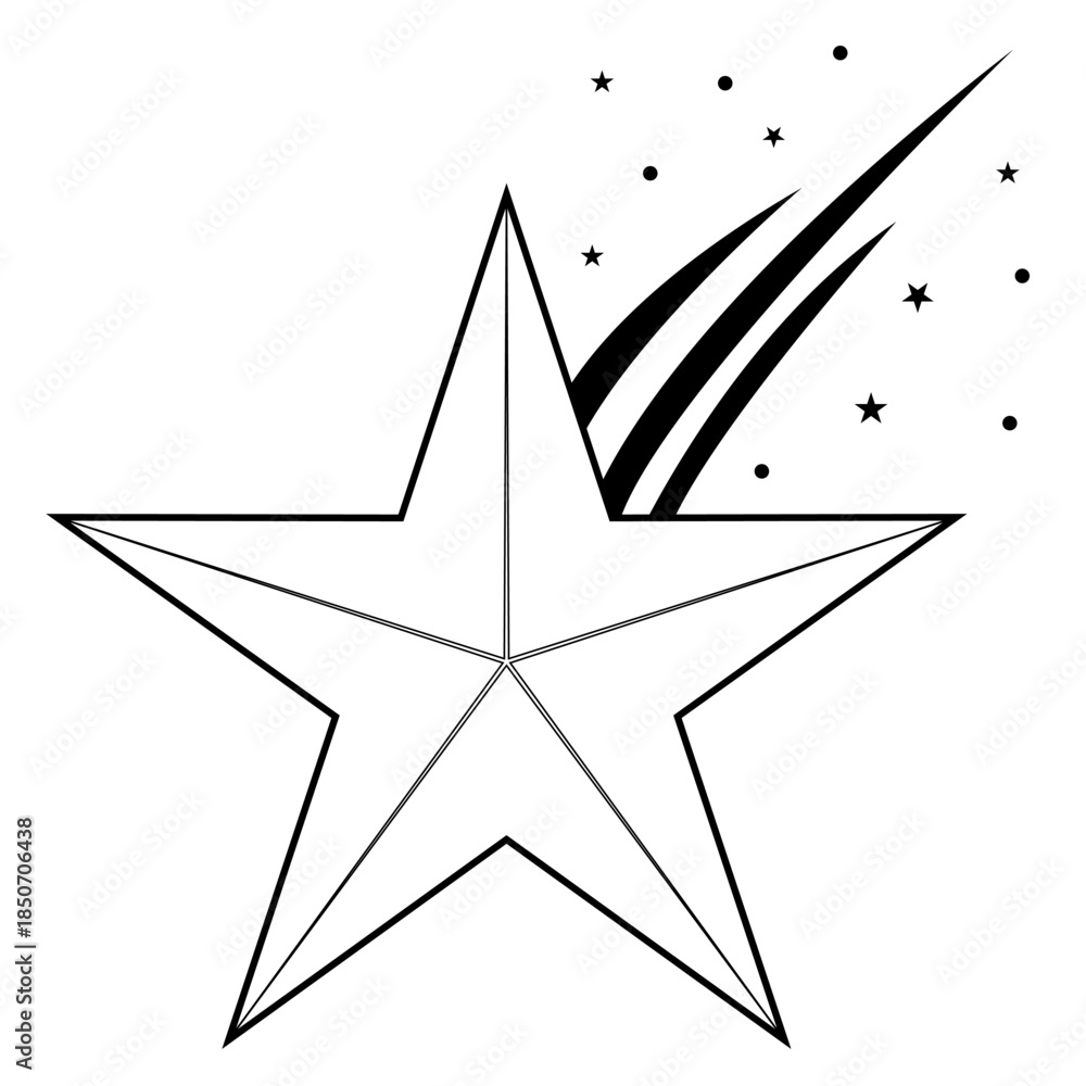 Obraz premium Dynamic celestial star emblem with a vibrant shooting trail, symbolizing ambition, achievement, and success