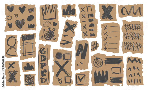 set of different designs on cardboard