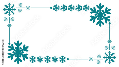 Teal Winter Snowflake Decorative Border Frame Vector