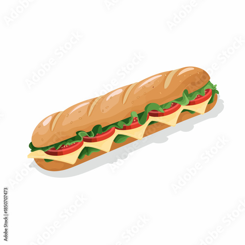 A perfectly crafted sandwich filled with layers of fresh vegetables, cheese, and exciting flavors, ideal for a healthy lunch or a satisfying snack on the go.