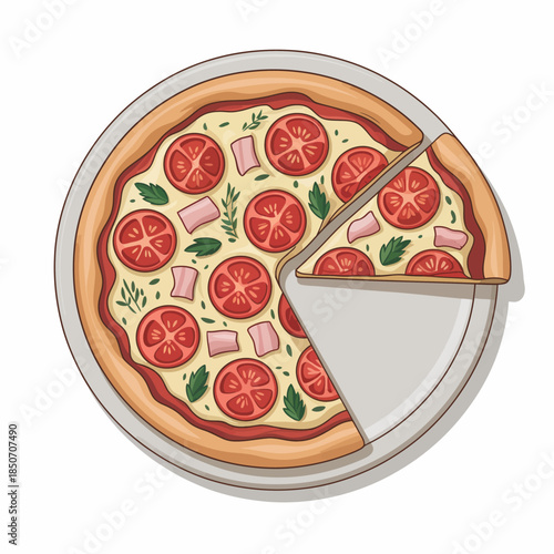 This mouth-watering pizza features pepperoni slices, fresh vegetables, and a warm golden crust, making it the perfect treat for pizza lovers everywhere.