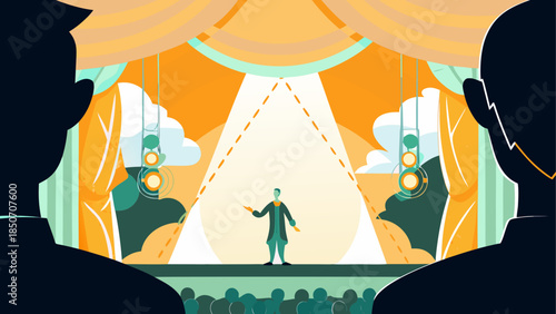 Theater performance under spotlights