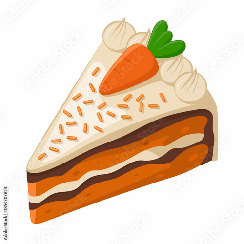 This image features an enticing slice of carrot cake adorned with cream frosting and a vibrant carrot on top, showcasing the delightful experience of enjoying homemade desserts.