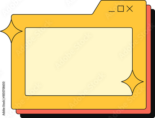 Yellow retro computer interface window