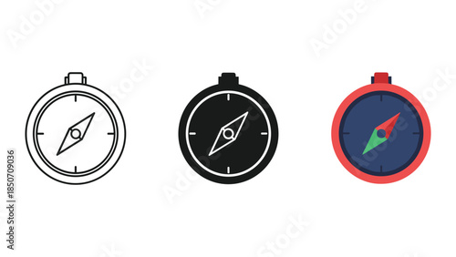 Compass Icon Set Navigation Direction