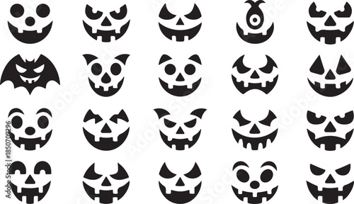 Assortment of Spooky Halloween Pumpkin Jack o' lantern Face for Festive Decorations