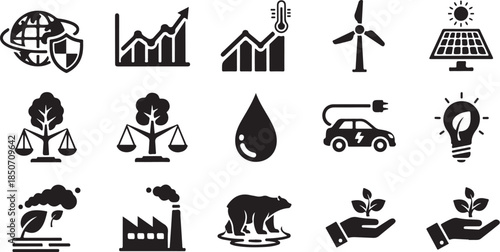 Sustainable eco-friendly icons set