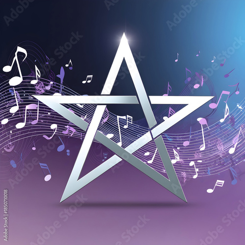 A musical pentagram set against a mesmerize