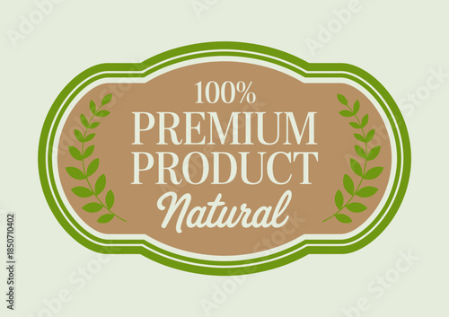 An elegant and clean label design that showcases a 100% natural premium product, emphasizing quality and eco-friendliness in a sophisticated visual statement.
