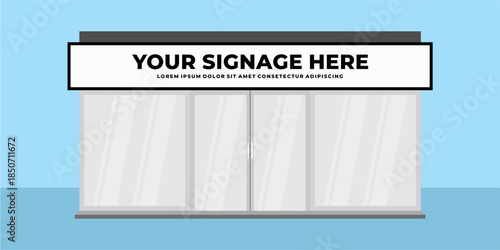 Flat design store front with place for name