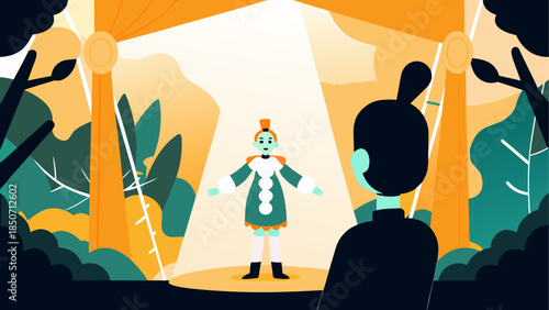 Clown performing in forest tent