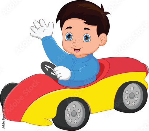 boy driving car