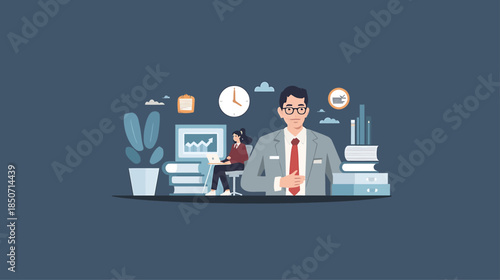 business man with social network icon