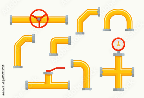Industrial Pipe Clipart Set – Valves, Gauges & Fittings.eps