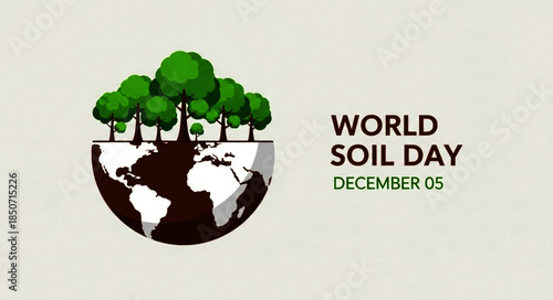 Pixelated Earth Globe with Lush Green Trees Celebrating World Soil Day