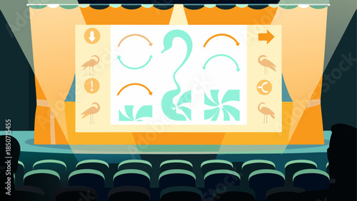 Theater showing nature-themed presentation