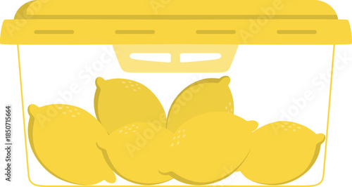 Fresh lemons in storage box