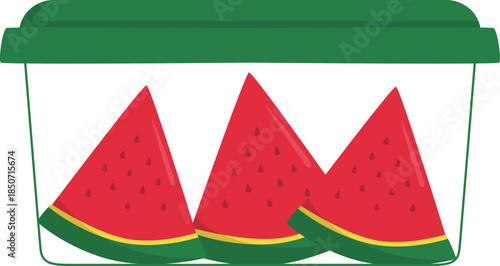 Watermelon slices in plastic container