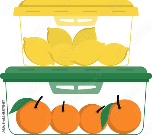 Fresh fruit in storage containers