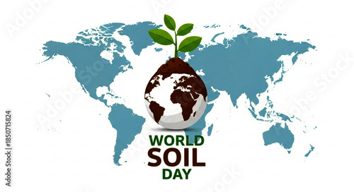 World Soil Day: Globe with Soil and Sprout, Environmental Awareness