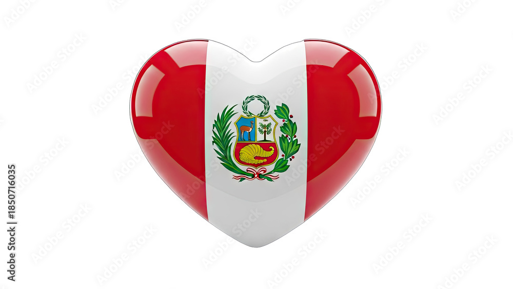 Obraz premium Peru Flag in Heart Shape on White Background