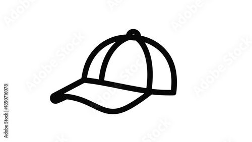 Simple black baseball cap illustration, Generative AI.