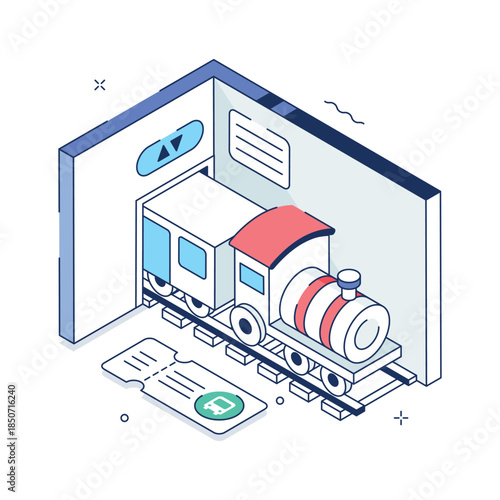 A modern isometric illustration of subway station, ready for premium use