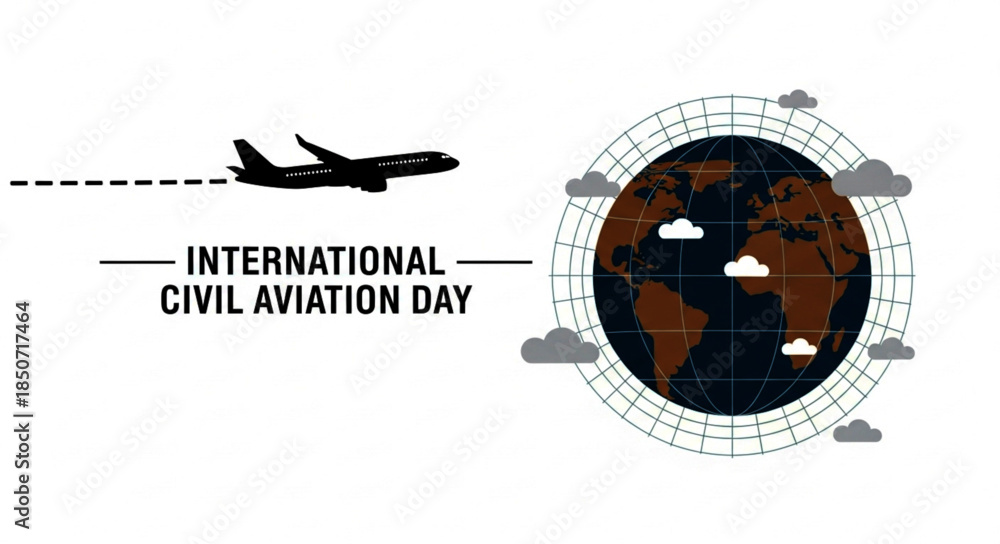 Obraz premium Silhouette of a Jet Airplane Flying with Dotted Trail, Celebrating Aviation Day.