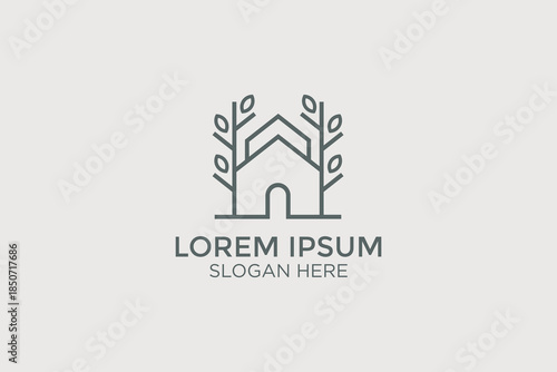 Eco Friendly House Logo Design with Green Leaves for Sustainable Real Estate