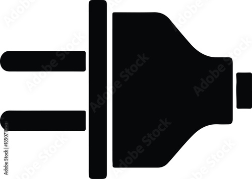 Silhouette black electrical plug power symbol icon Vector Illustration