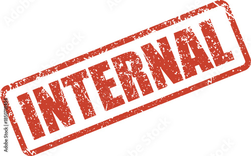 A red rectangular rubber stamp impression clearly displays the important word INTERNAL on a white surface