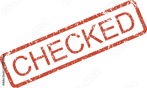 Clear red rubber stamp impression with the word CHECKED prominently displayed on a clean isolated white surface