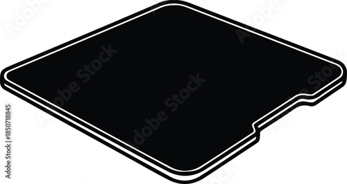 Silhouette Isometric View Memory Card Storage Device Vector Illustration