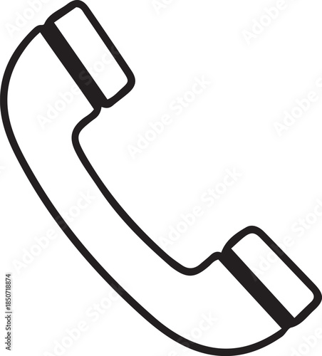 A hand-drawn illustration of a classic telephone handset, depicted in a simple, clean line art style, emphasizing communication and connectivity