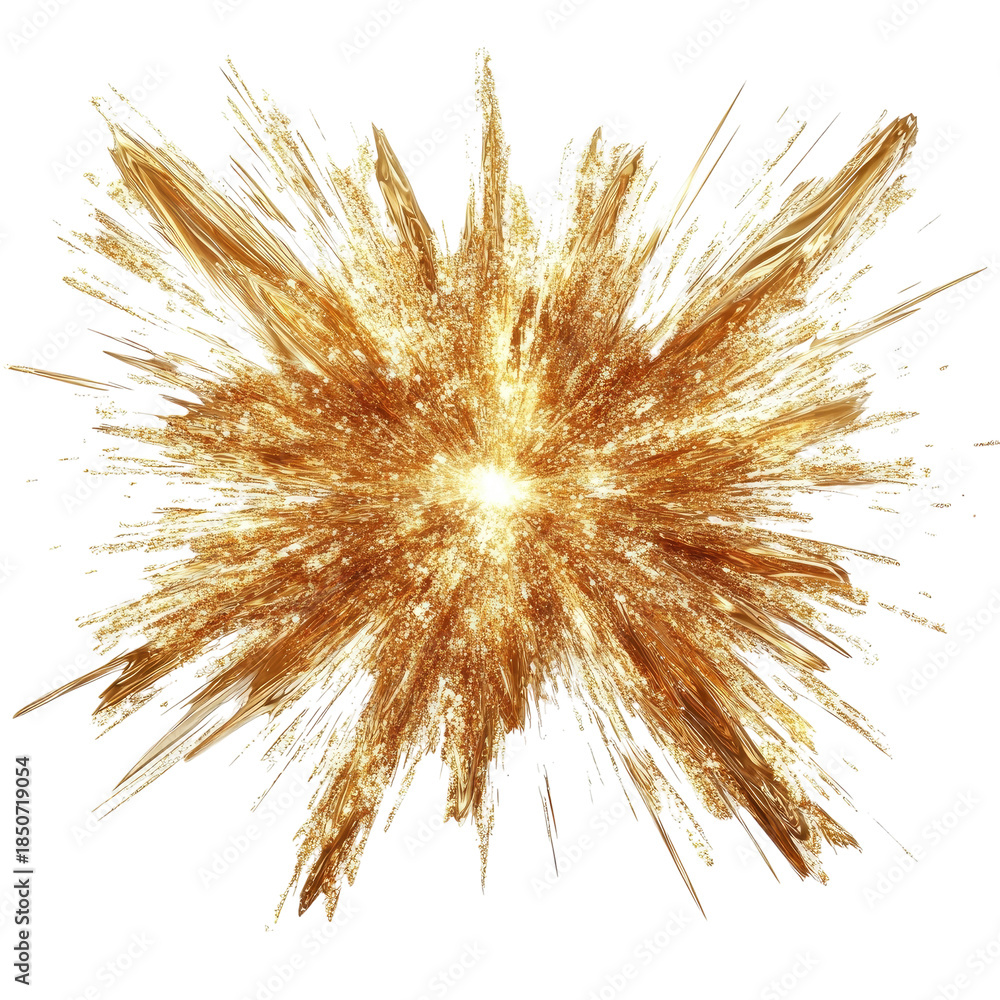 Fototapeta premium Golden Light Explosion on Transparent Background Depicting a Burst of Energy with Radiating Spark